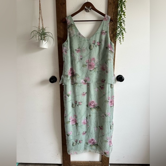 Vintage 90s Plus Women’s Floral Print Sleeveless Dress Size 14W Made in USA - Picture 2 of 16